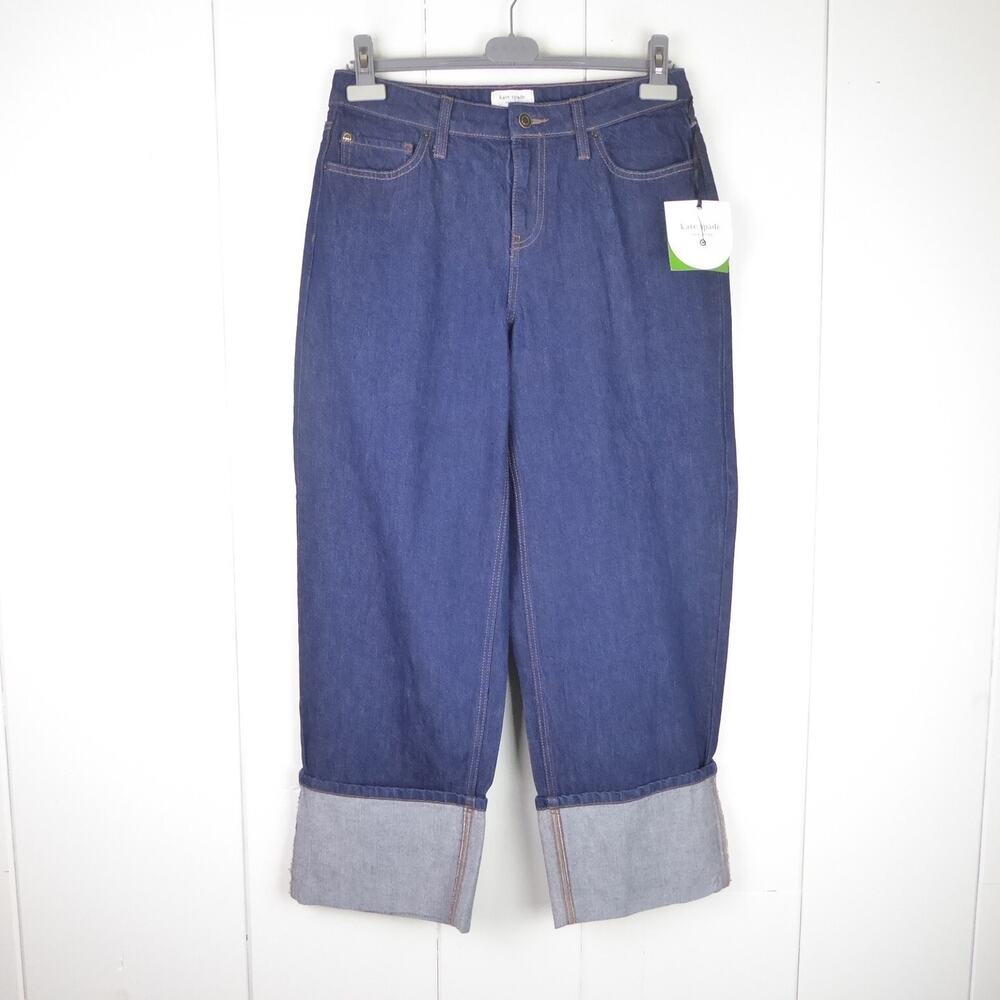 Kate Spade x Targe Jeans Womens SZ 6 High Rise Straight Leg Wide Rolled Cuff NWT